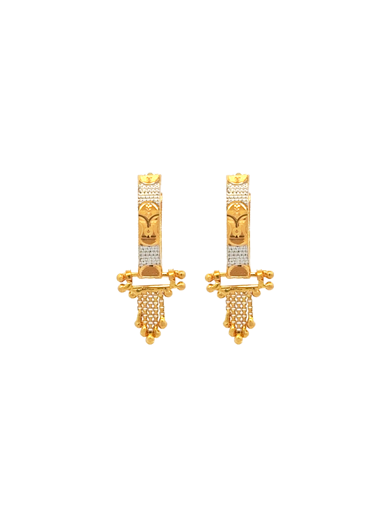 Dual Toned Gold Bali - 22 Karat
