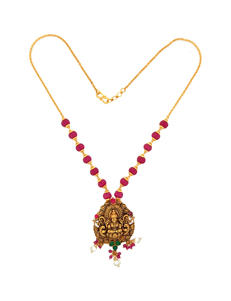 Suvarnika Lakshmi Pendant Necklace - 22 Kt