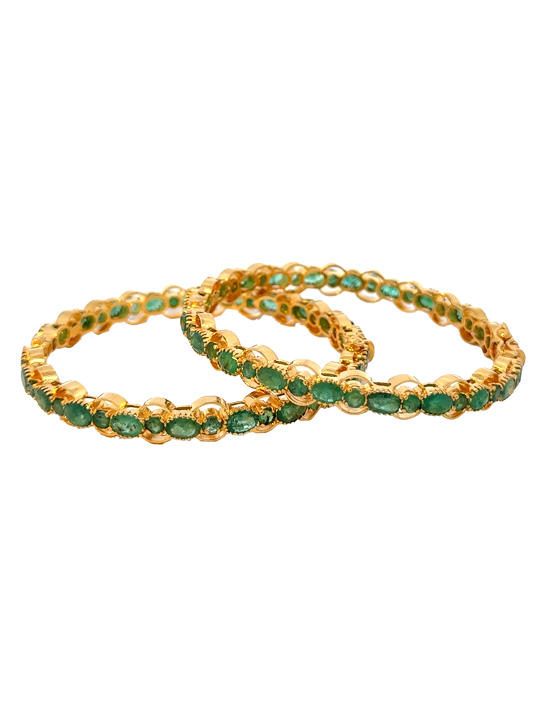 Emerald Gold Bangles 22 Karat - Set Of 2