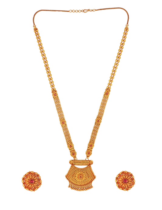 Suvarna Rajmahal Necklace Set - 22 Karat