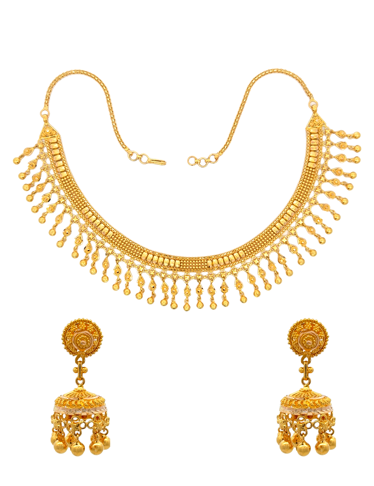 22 Kt Yellow Gold Set With Earrings