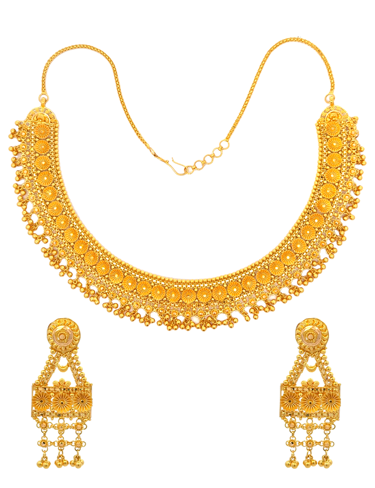 Exquisite Floral Gold Set - 22 Karat