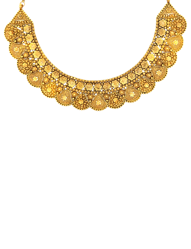 Antique Necklace Set With Earrings in 22Karat