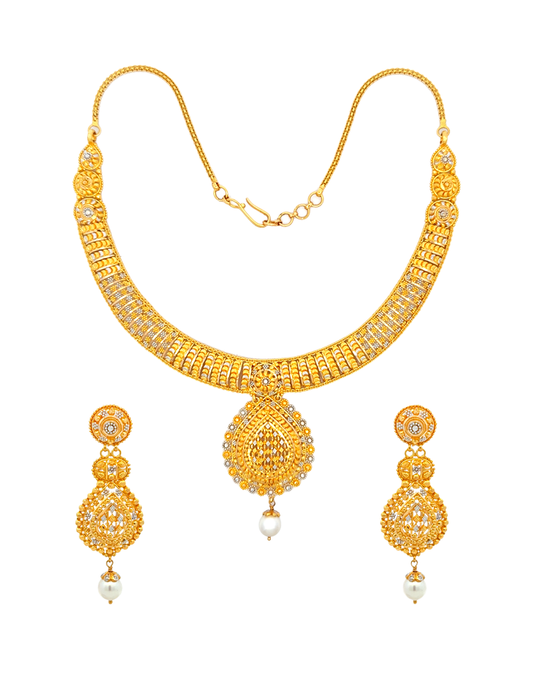 Imperial Pearl Fringe Set With Earrings - 22 Karat