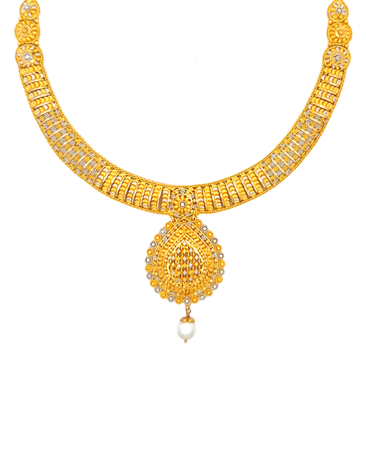 Imperial Pearl Fringe Set With Earrings - 22 Karat