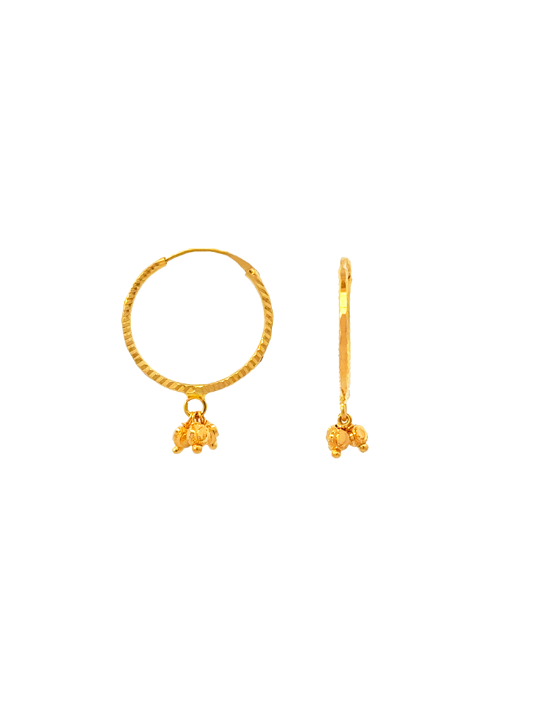 Gold Bali with Ball Dangling - 22 Karat