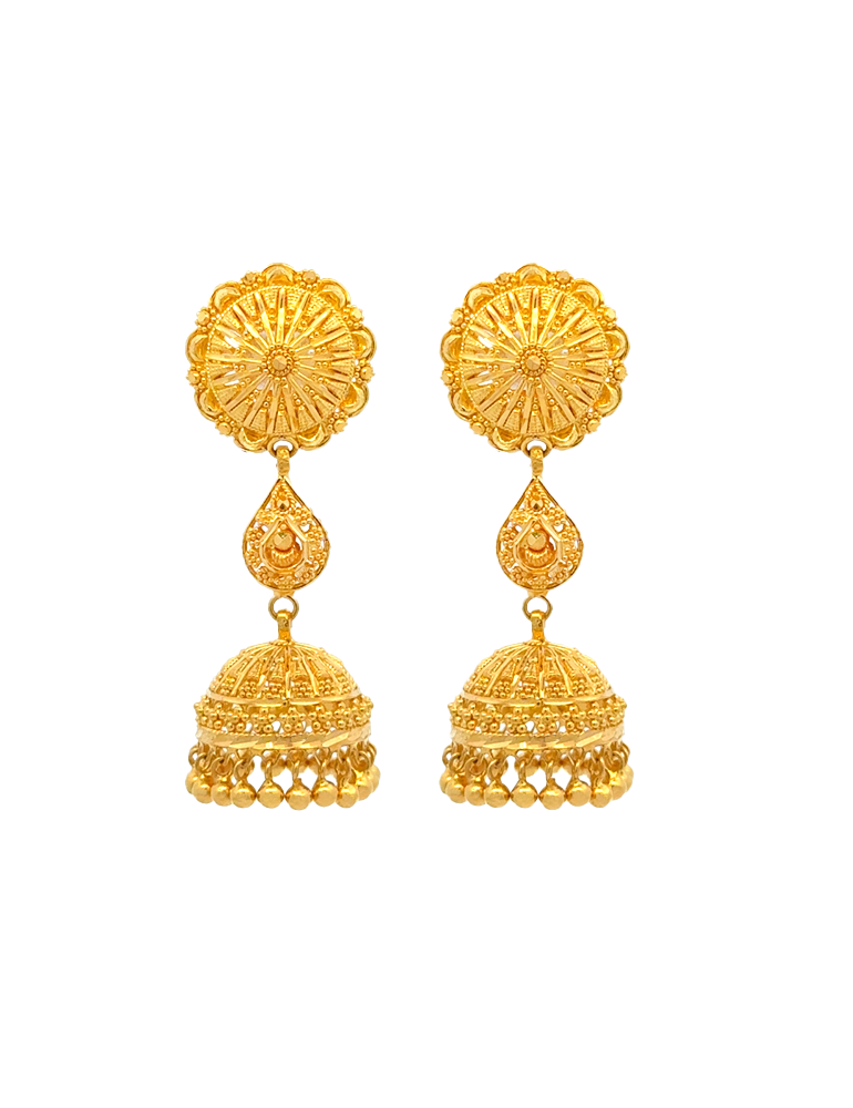 Surya Chakra Jhumka Drops 22 karat