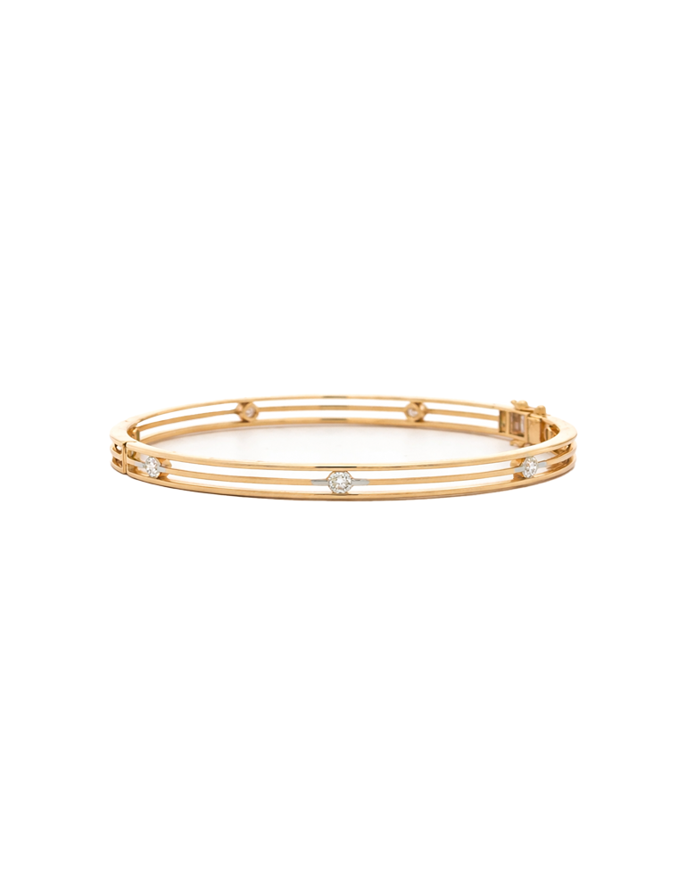 Sleek Diamond Trio Band Bangle - 18 Karat