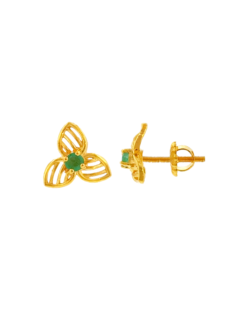Cloverline Gold Studs - 22 Karat