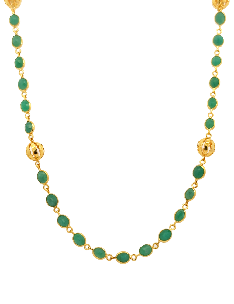 Emerald Bezel Station Necklace 22 Kt