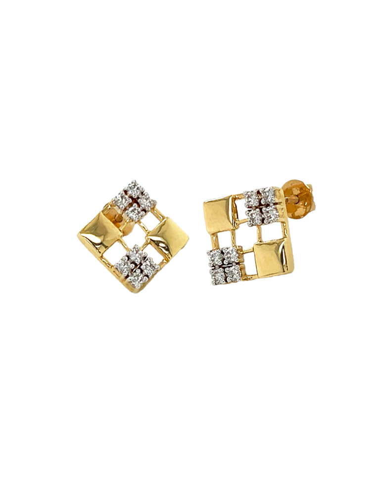 Diamond  Gold Earrings In 18 Karat
