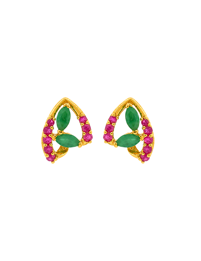 Noorleaf Gemstone Earrings - 22 Karat