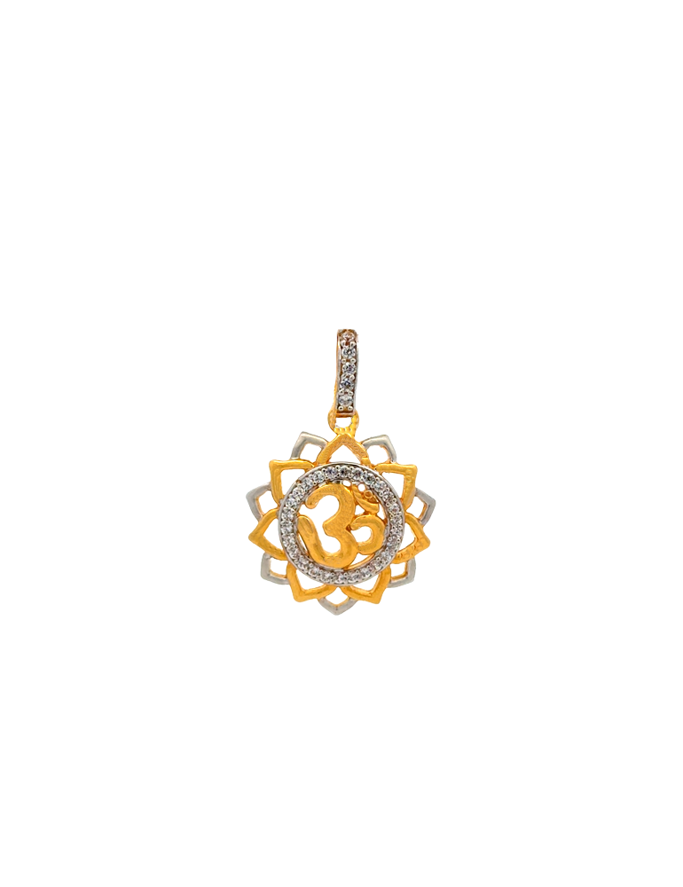 Gold Two-Tone Ohm Pendant 22 karat
