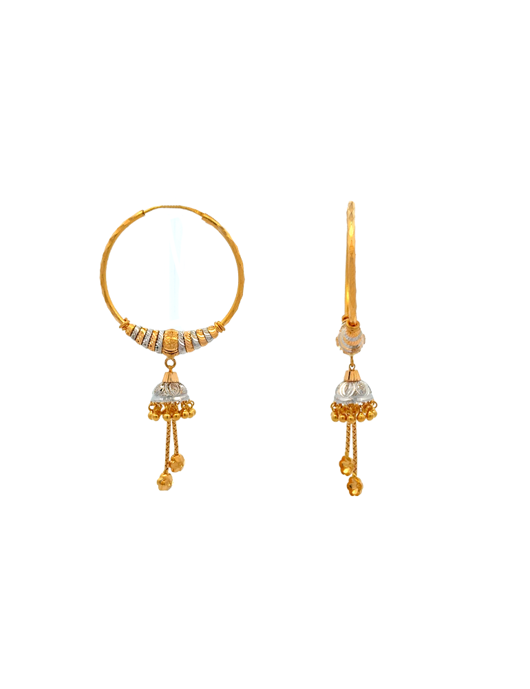 Gold Hoop Danglers - 22 Karat