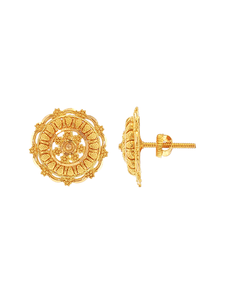 Surya Chakra Studs - 22 karat