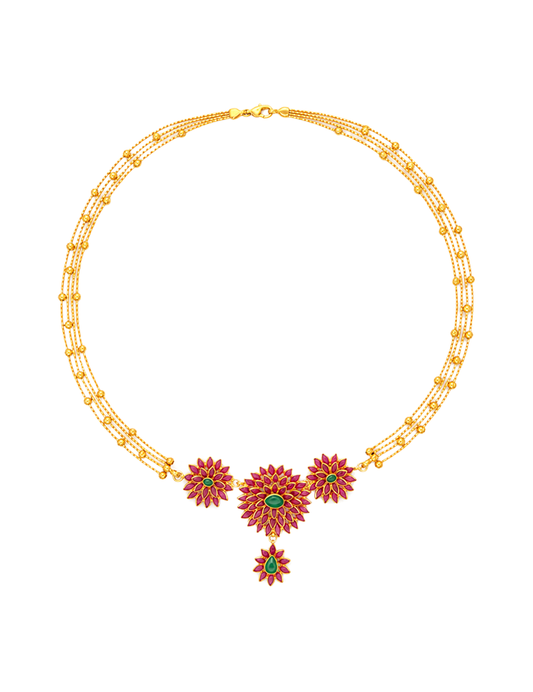 Maharani Manik Pushpa Necklace - 22 Karat