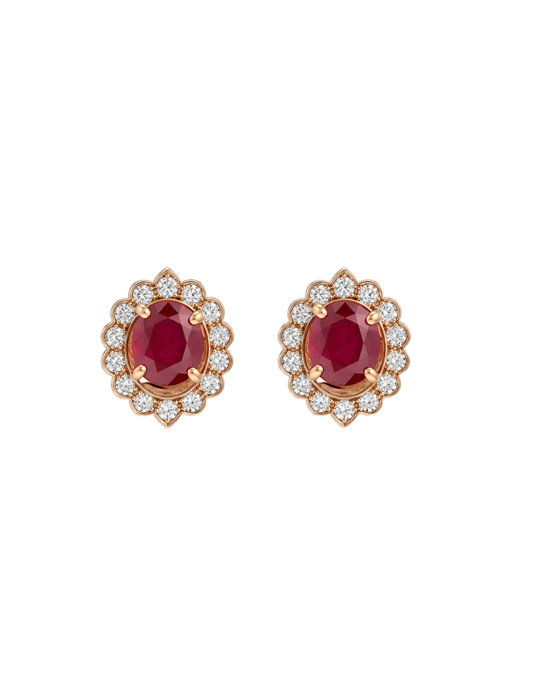 Shahi Crimson Halo Earrings - 18 Karat