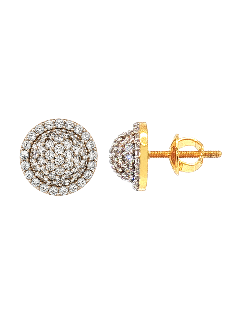 Aurora Pave Circle Gold Studs - 22 Karat