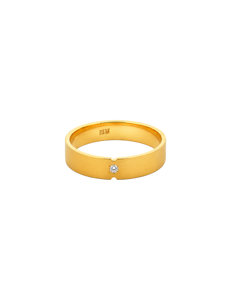 Sleek Matte Gold Solitaire Statement Ring - 22 Karat