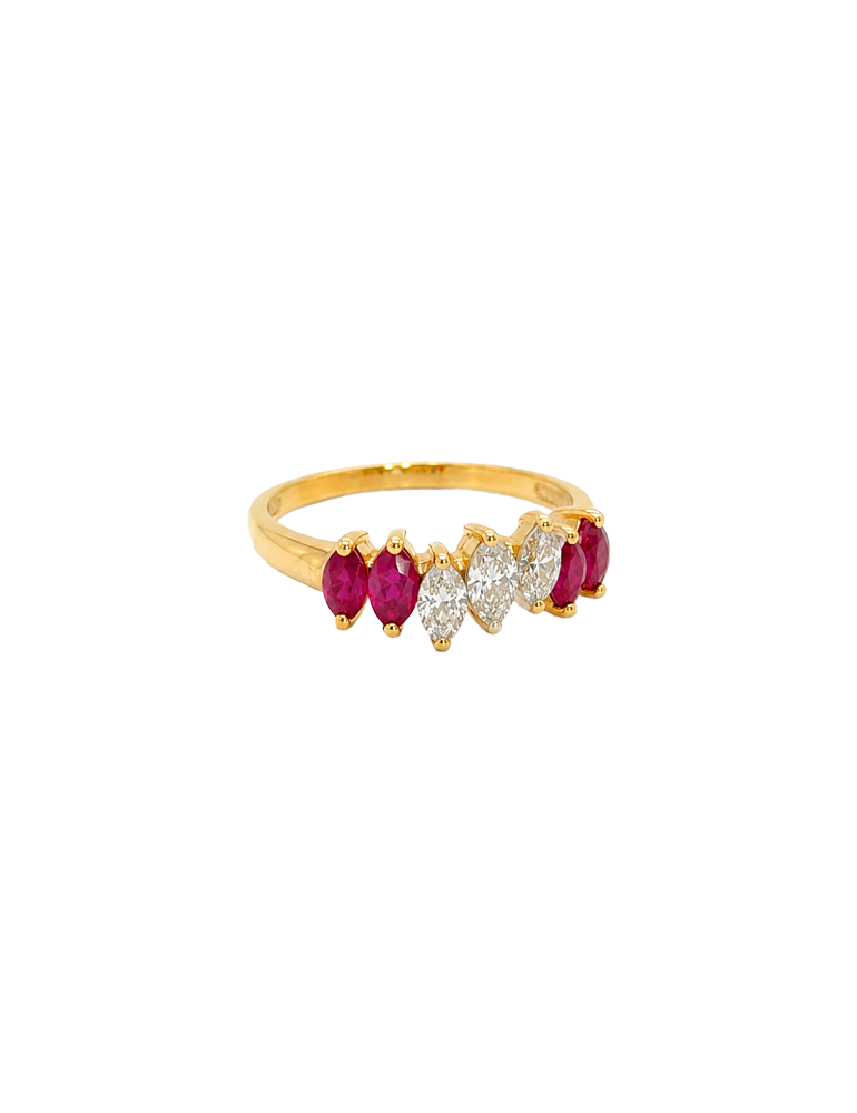 Crimson Petal Diamond Ring - 14 Karat