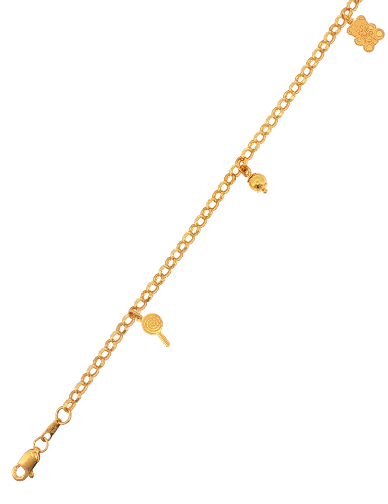 Whimsical Charm Gold Bracelet - 22 Karat
