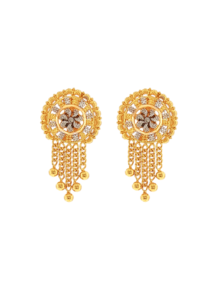 Sitara Two-Tone Tassel Earrings - 22 karat
