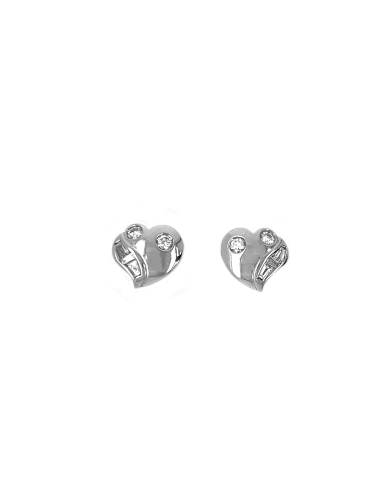 Diamond White Gold Heart Earrings In 18 Karat