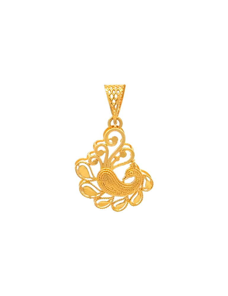 Gold Peacock Grace Pendant - 22K