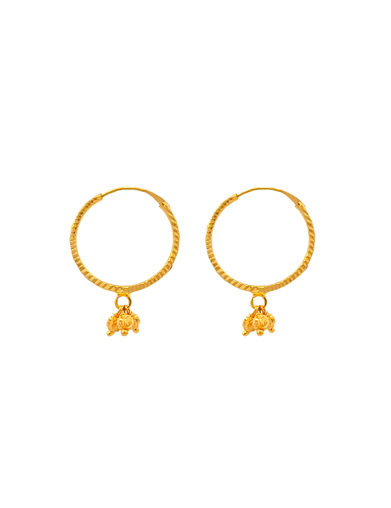 Gold Bali with Ball Dangling - 22 Karat