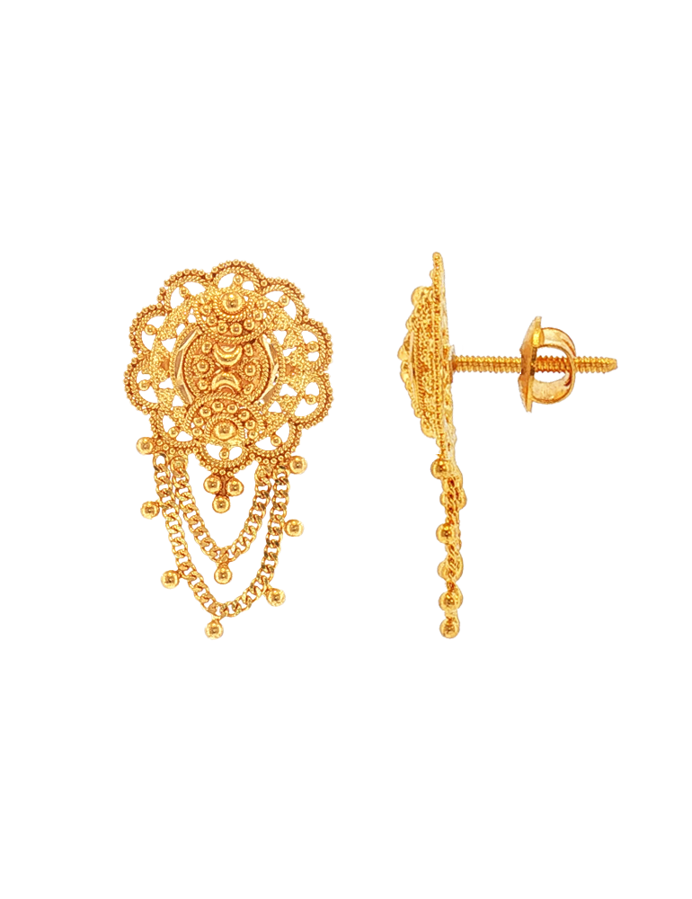 Kanika Heritage Chain Earrings - 22 Karat