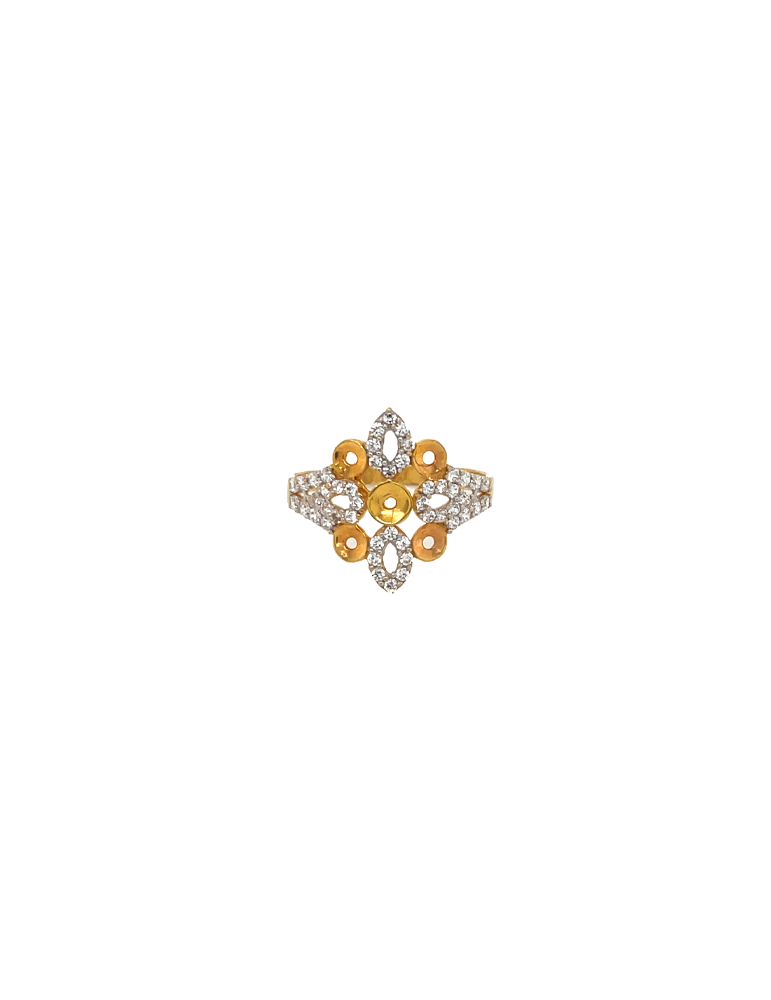 Two Tone CZ Gold Ring 22 Karat