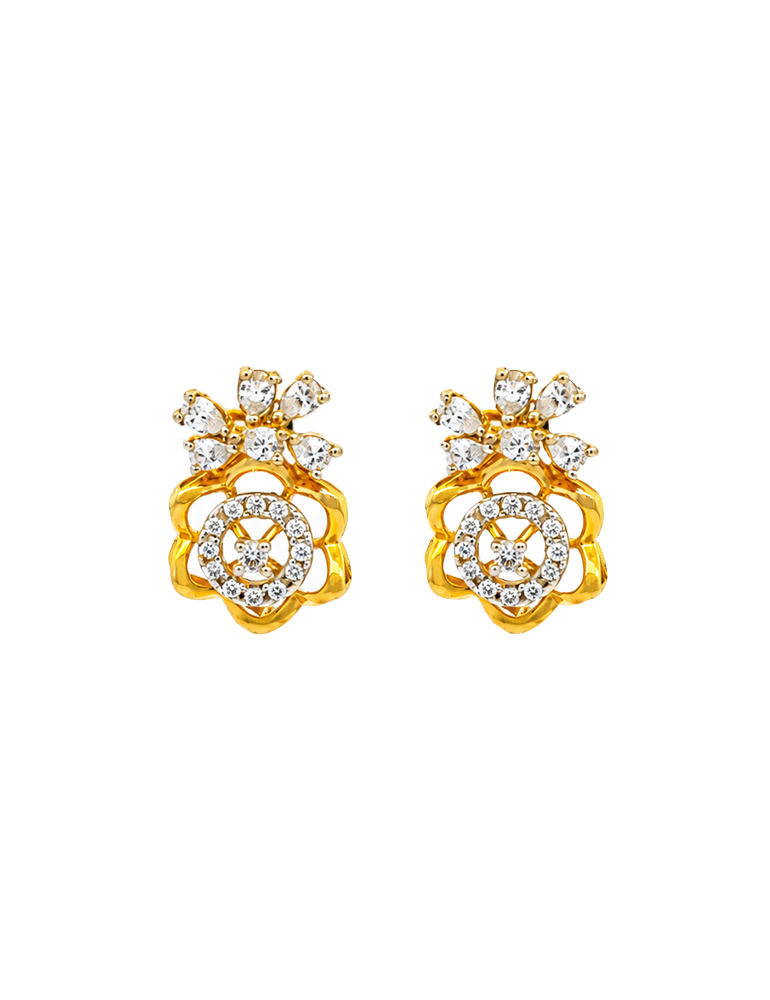 Lustre Flower Gold Pendant Set - 22 Karat