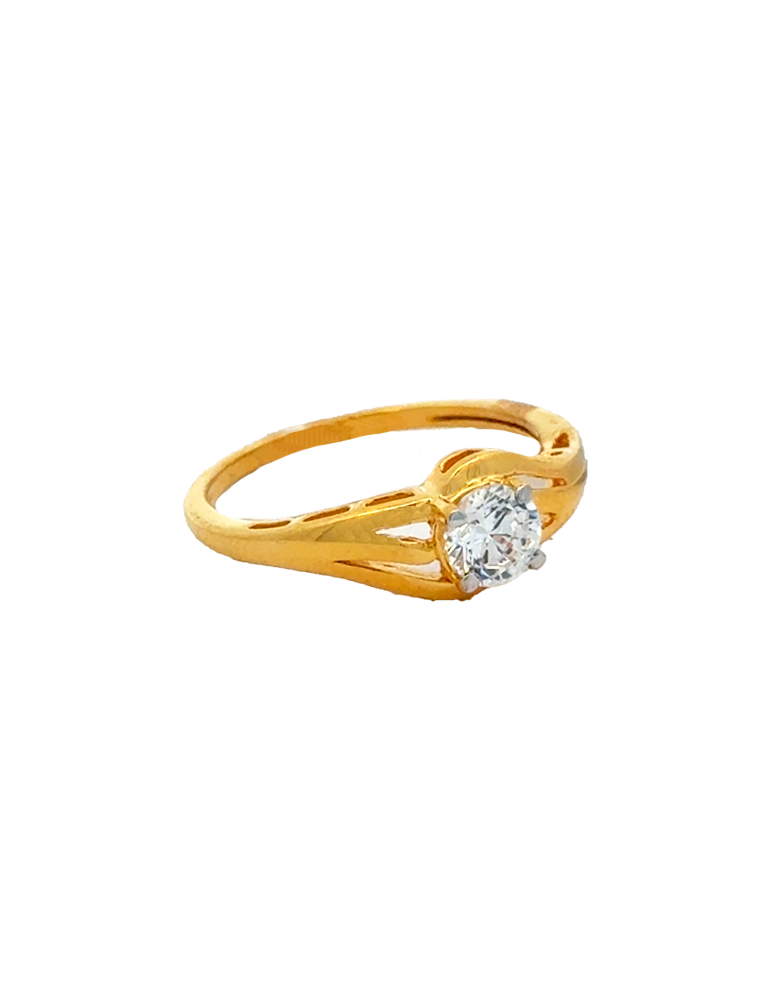 CZ  Gold Ring In 22K