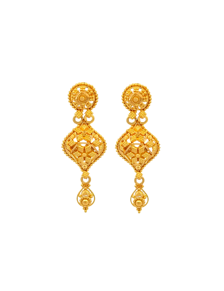 Triveni Layered Pendant Necklace with Earrings 22 Karat