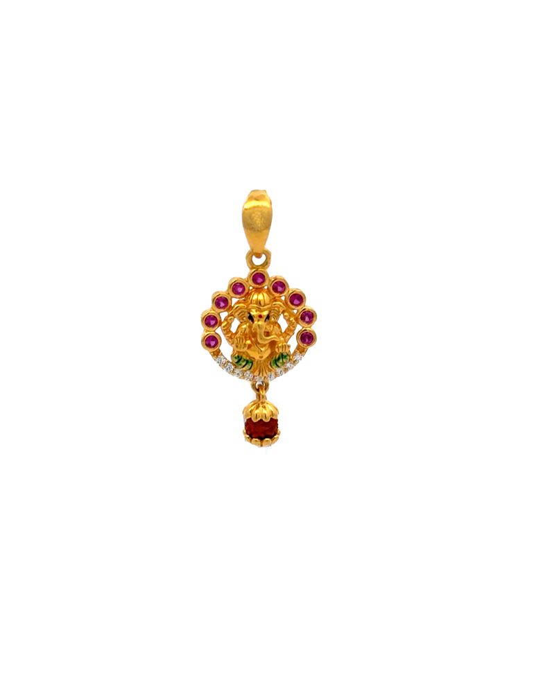 Gold Ganesh Pendant- 22K
