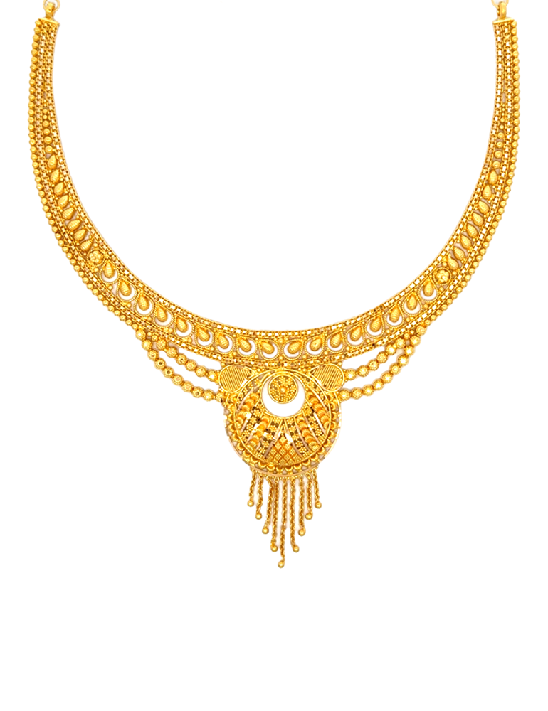 Gold Medallion Necklace Set with Earrings 22 Karat