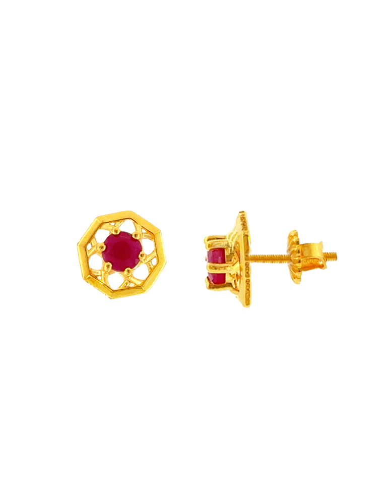 Crimson Octave Studs -  22 Karat