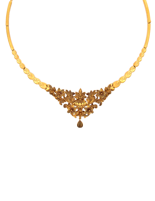 Lotus Lakshmi Heritage Necklace Set - 22 Kt