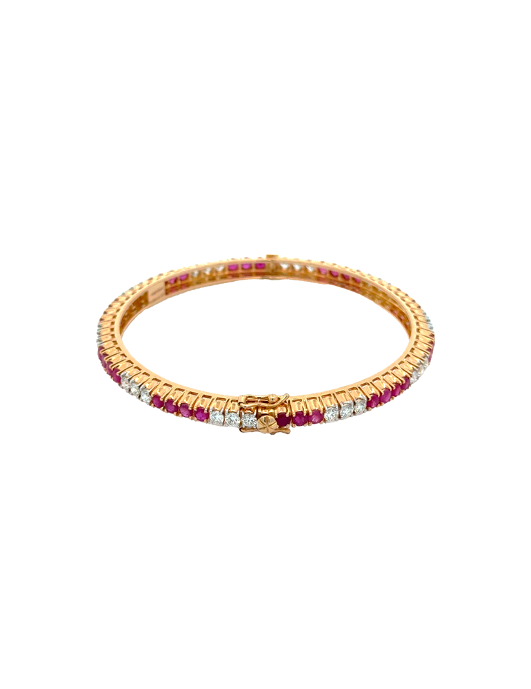 Diamond Ruby Bangles 18 Kt - Set of 2