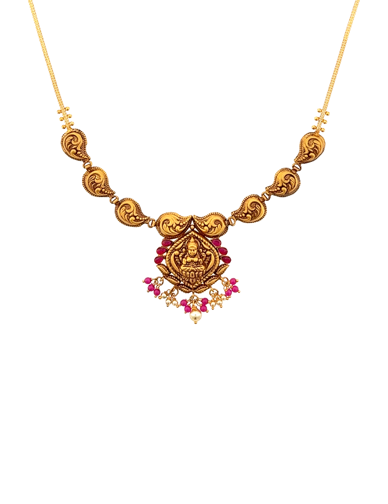 Kamal Ratna Gold Necklace Set 22 KT