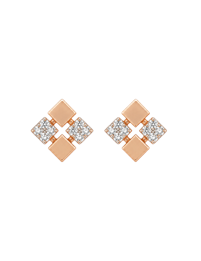 Rosé Quadrant Diamond Studs - 18 Karat