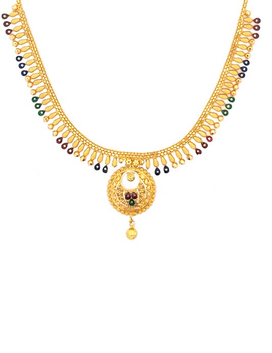 Gold Neckalce with Meenakari Work - 22 Karat