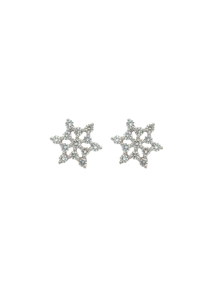 Star Diamond Gold Earrings - 18 Karat