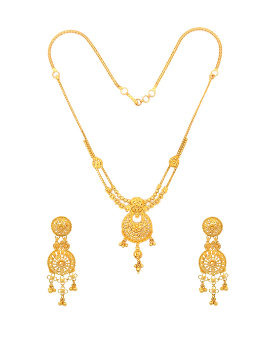 Gold Necklace Set with Earrings 22 Karat