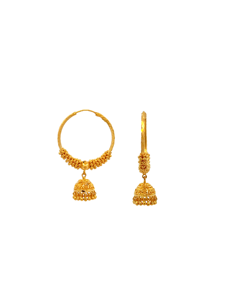 Gold Hoop Danglers 22 Karat