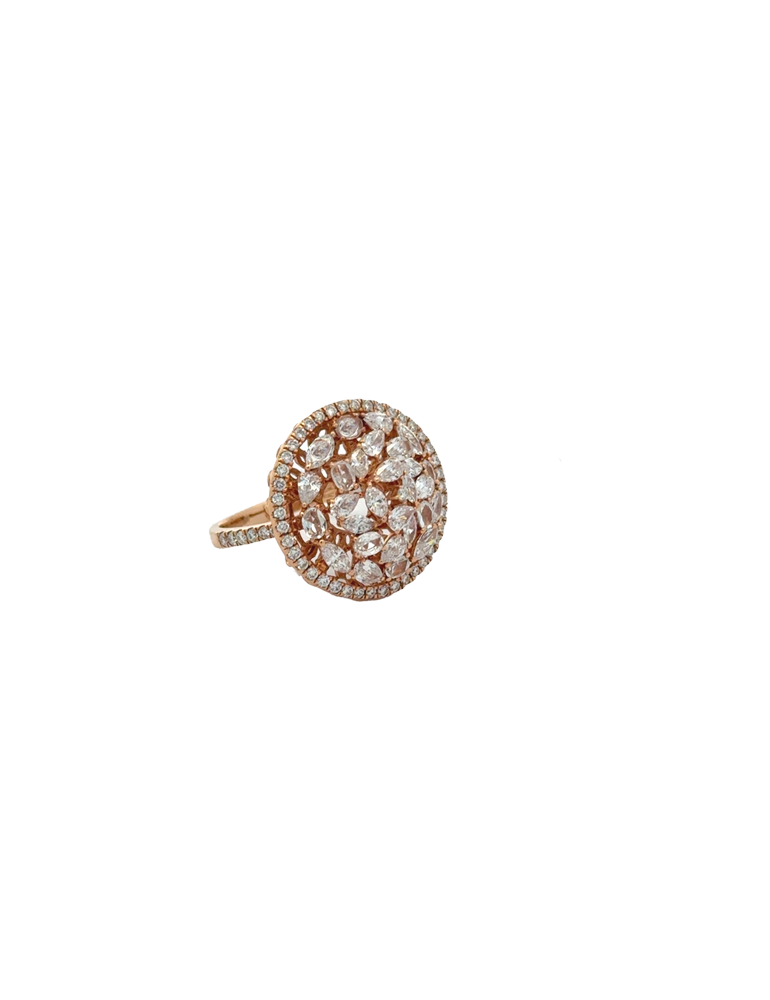 Diamond Rose Gold Ring - 18 Kt