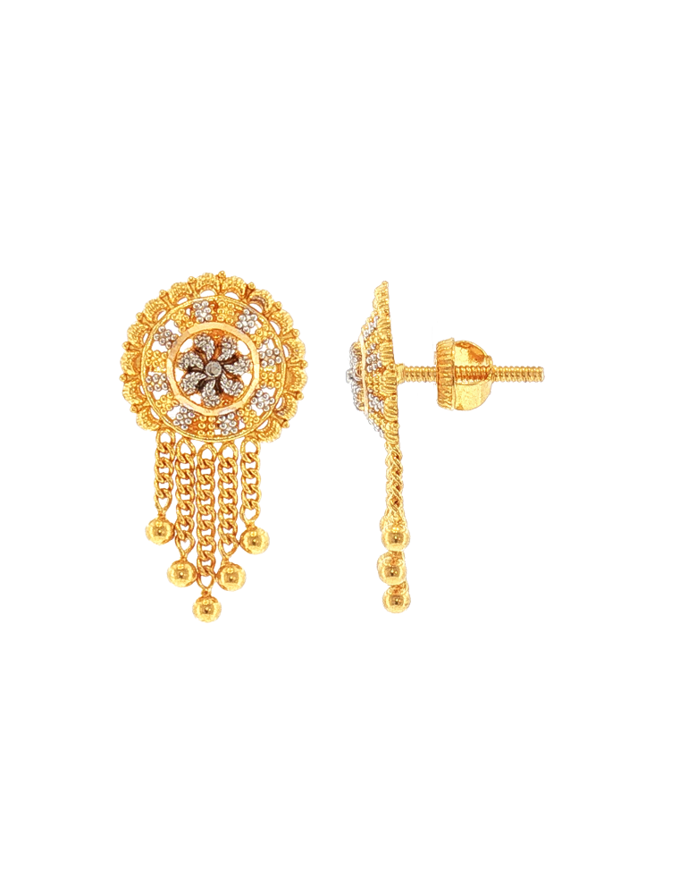 Sitara Two-Tone Tassel Earrings - 22 karat