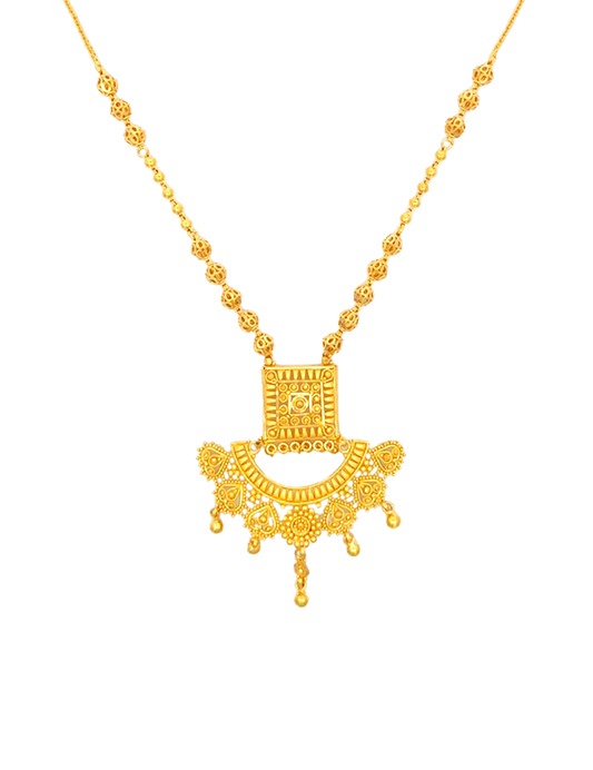 Royal Archway Gold Necklace with Earrings - 22 Karat