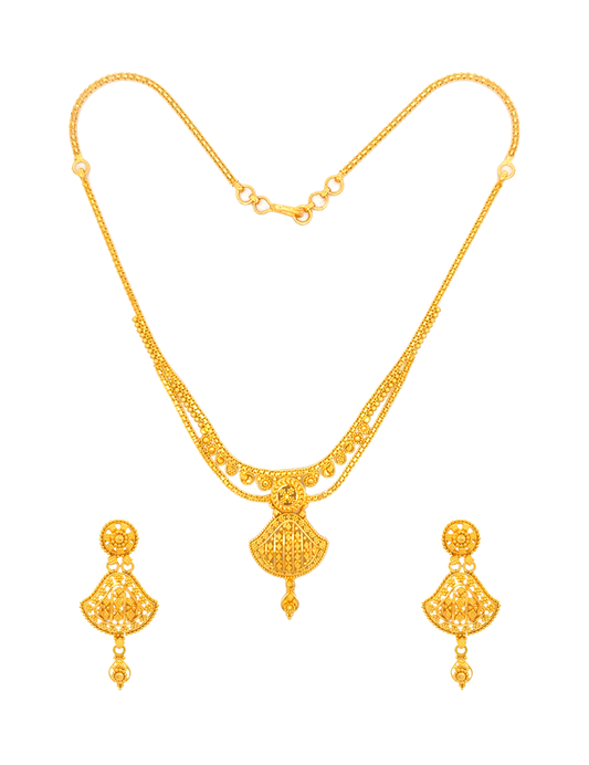 Sunveil Symphony Gold Set with Earrings - 22 Karat