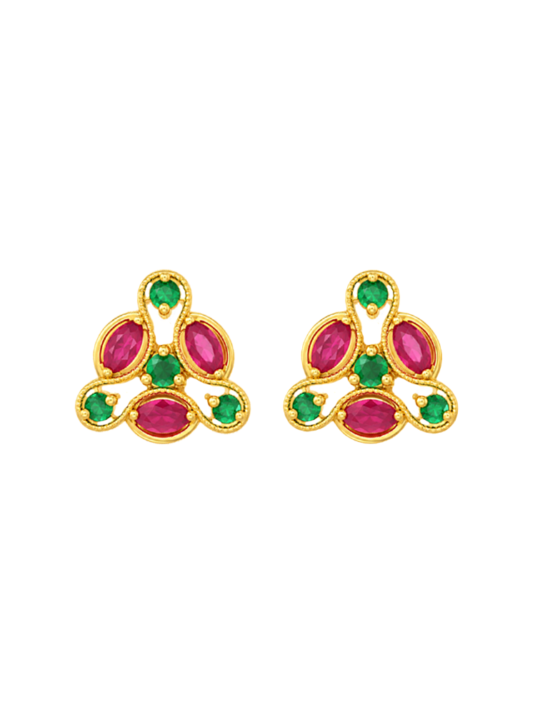 Varnika Gemstone Gold Studs - 22 Karat